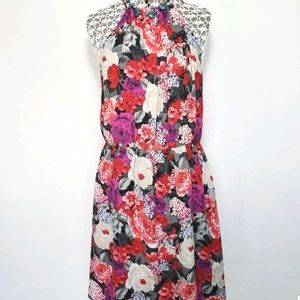 Floral Halter Sleeveless Midi Dress